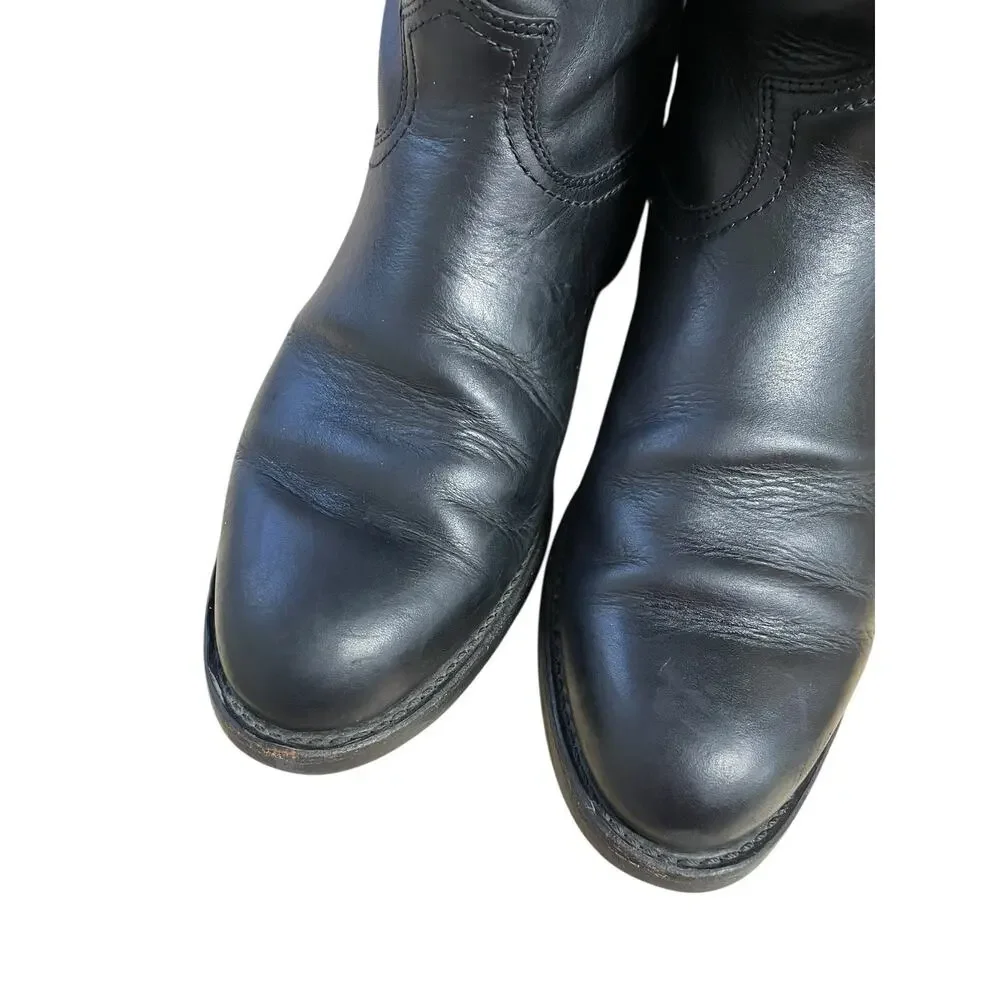 FRYE Men's Duke Roper Boots Black Leather Pull On Western Cowboy Size 11